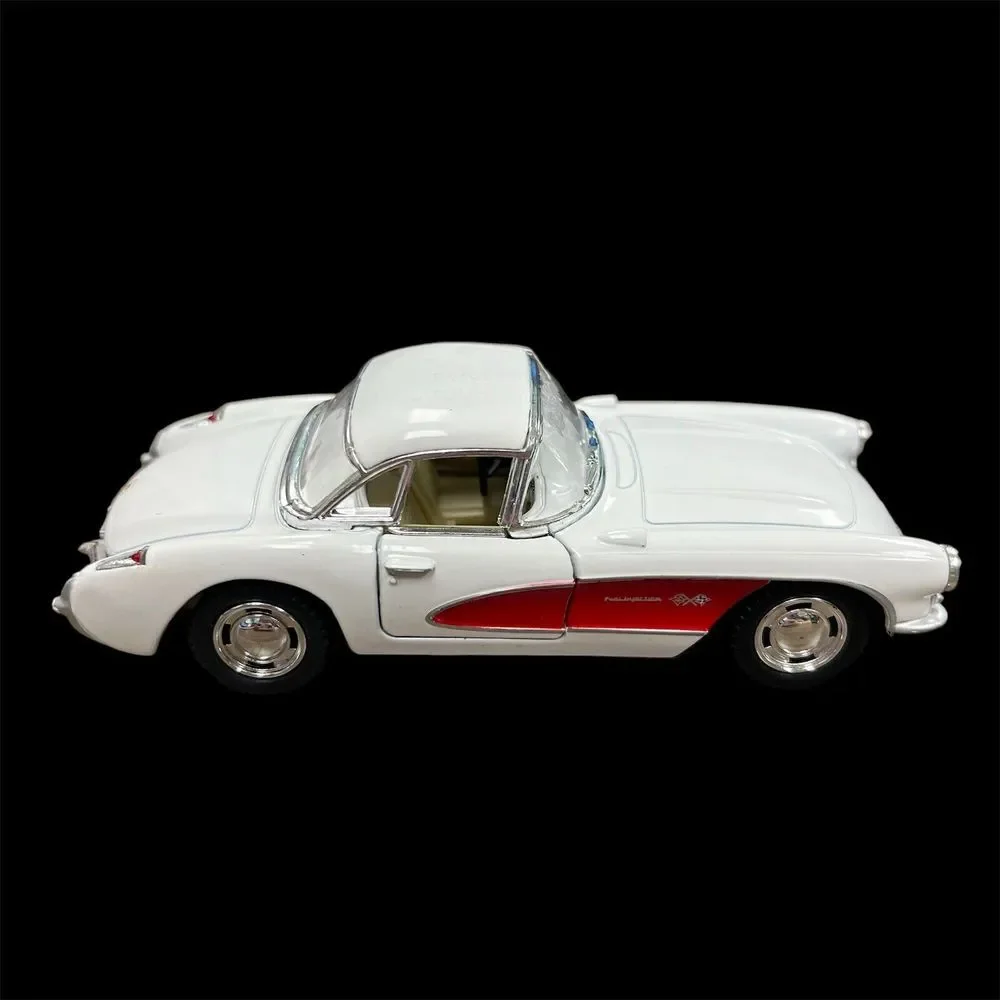 Kinsmart 1957 Chevrolet Corvette Chevy Diecast Car 1:34 White Pull‎ Back - 451
